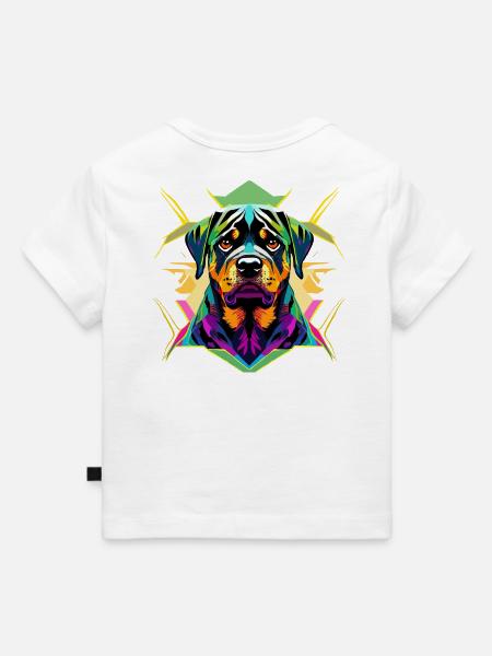 Farbintensiver Rottweiler mit geometrischem Design - Baby Premium Organic T-Shirt - Weiß