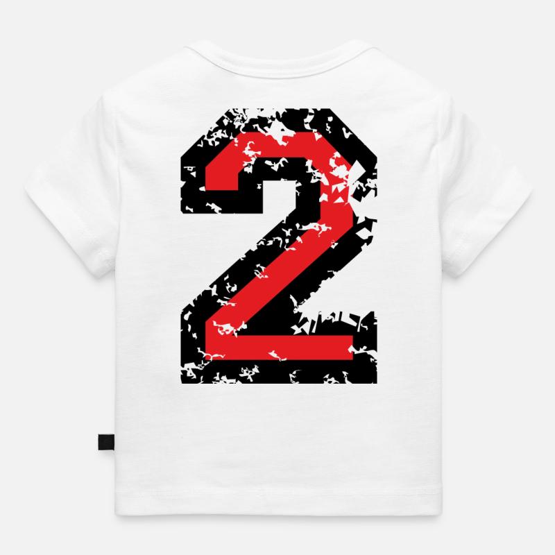 Le numéro deux- No. 2 (deux couleurs) rouge - T-shirt Premium bébé bio - blanc