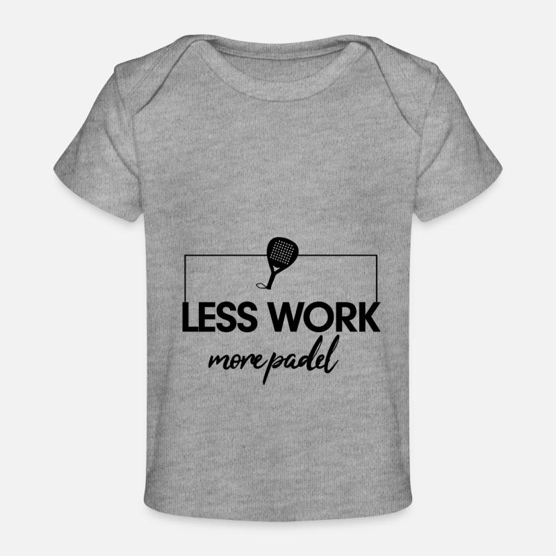 Less Work more Padel Noir - T-shirt Premium bébé bio - gris chiné