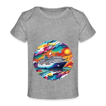 Bateau pirate / Bateau / Mer / Océan / Vagues - T-shirt Premium bébé bio - gris chiné - Devant