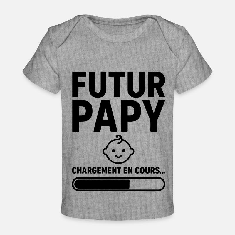 Annonce grossesse Futur papy 2026 Bientôt Papi - T-shirt Premium bébé bio - gris chiné