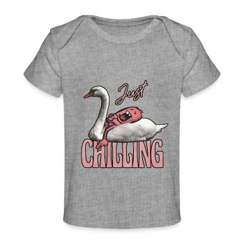 just chilling Monster auf Schwan - Baby Premium Organic T-Shirt - Grau meliert - Vorne