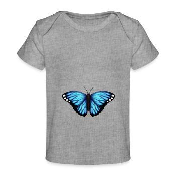 blauer Schmetterling - Baby Premium Organic T-Shirt - Grau meliert - Vorne