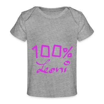 100 Prozent Leoni - Baby Premium Organic T-Shirt - Grau meliert - Vorne