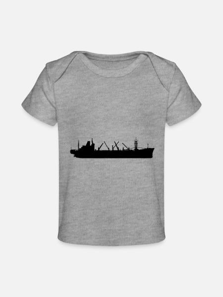 Frachtschiff, Frachter, Handelsschiff - Baby Premium Organic T-Shirt - Grau meliert