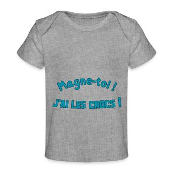 Magne-toi, j'ai les crocs! - Bavoir Enfant et Body - T-shirt Premium bébé bio - gris chiné - Devant