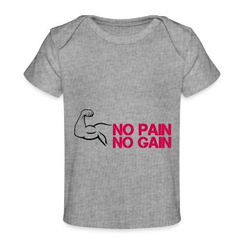 Biceps Pain Gain - Baby Premium Organic T-shirt - heather grey - Front