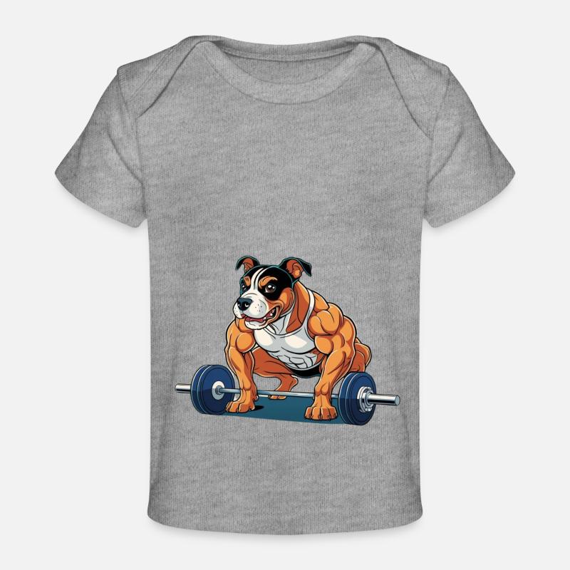 Amstaf Gym Haltères Strongman - T-shirt Premium bébé bio - gris chiné