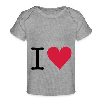 I Heart - American Typewriter Font - T-shirt Premium bébé bio - gris chiné - Devant
