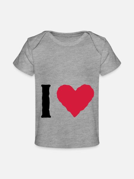 I love ... - Baby Premium Organic T-Shirt - Grau meliert