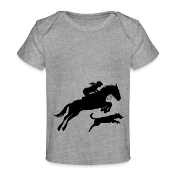 Horse with rider and dog - Baby Premium Organic T-shirt - heather grey - Front