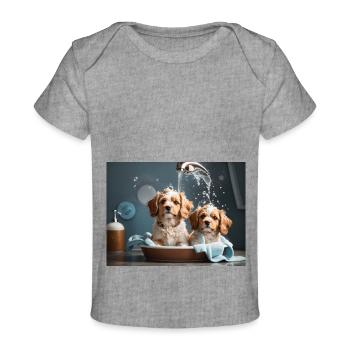 dogs bathing - Baby Premium Organic T-shirt - heather grey - Front