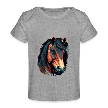 Trendy Horse Digital Painting - Baby Premium Organic T-shirt - heather grey - Front