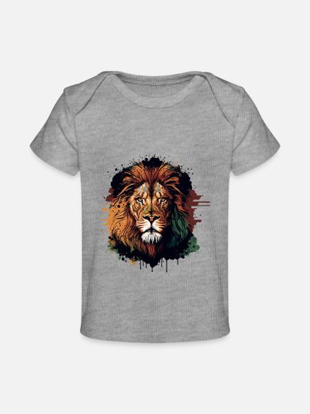 Cooler Löwe - Baby Premium Organic T-Shirt - Grau meliert