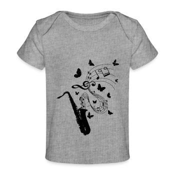 Saxophone Butterflies Saxophone Musician Saxophone - Baby Premium Organic T-Shirt - Grau meliert - Vorne