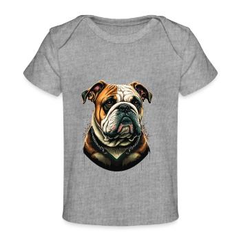 Bulldog Mascota - Camiseta Premium bebé orgánica - gris jaspeado - delante