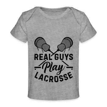 Real Guys Play Lacrosse - Lacrosse Player - Baby Premium Organic T-Shirt - Grau meliert - Vorne