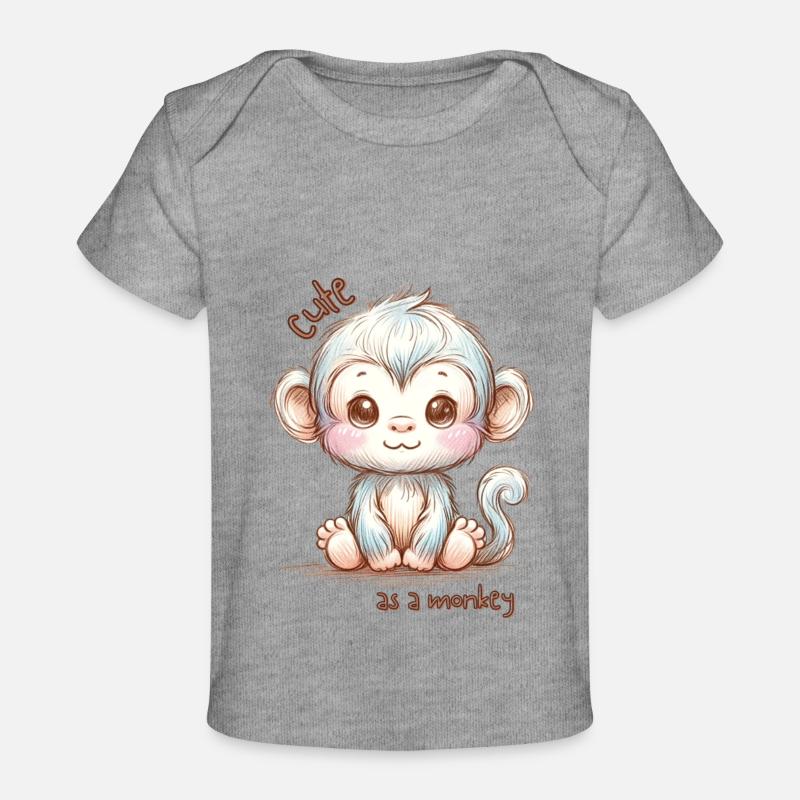 Mignon comme un singe - Singe mignon, Singe mignon - T-shirt Premium bébé bio - gris chiné