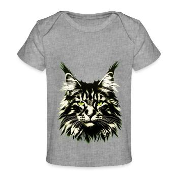Katzengesicht - Baby Premium Organic T-Shirt - Grau meliert - Vorne