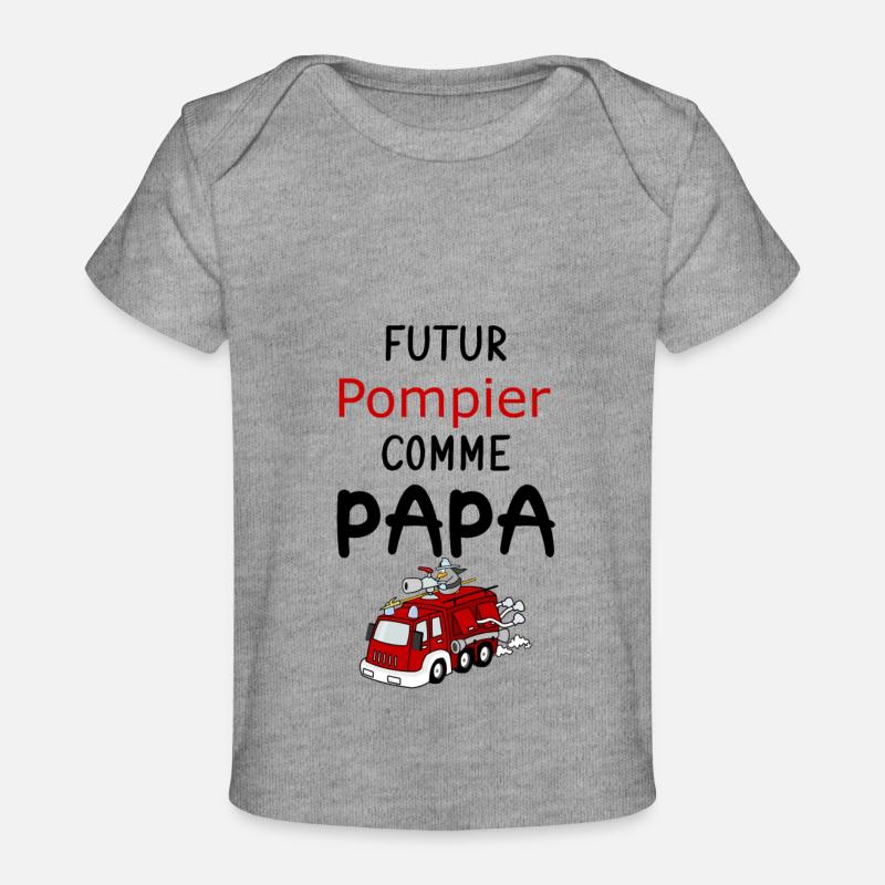 Body bébé bio futur pompier comme papa - T-shirt Premium bébé bio - gris chiné