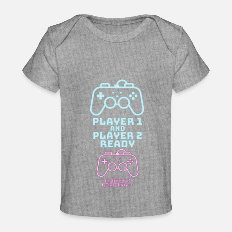Player 1 2 Gamer Naissance Bébé console cadeau - T-shirt Premium bébé bio - gris chiné