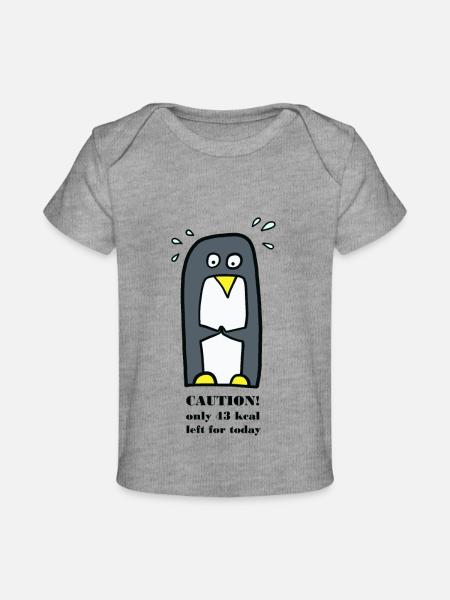 Pinguin auf Diät - Baby Premium Organic T-Shirt - Grau meliert