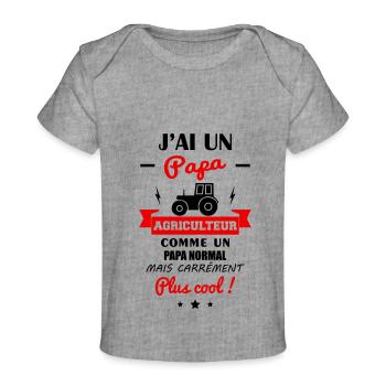 J'ai un papa agriculteur, agriculture,tracteur - T-shirt Premium bébé bio - gris chiné - Devant