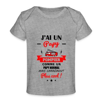 J'ai un papy pompier, cadeau, grand-père,naissance - T-shirt Premium bébé bio - gris chiné - Devant