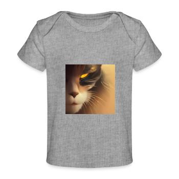 Gruseliges Katzengesicht - Baby Premium Organic T-Shirt - Grau meliert - Vorne