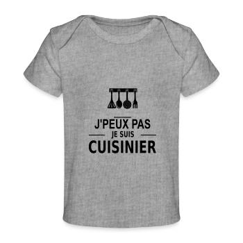 j'peux pas je suis cuisinier - Baby Premium Organic T-Shirt - Grau meliert - Vorne