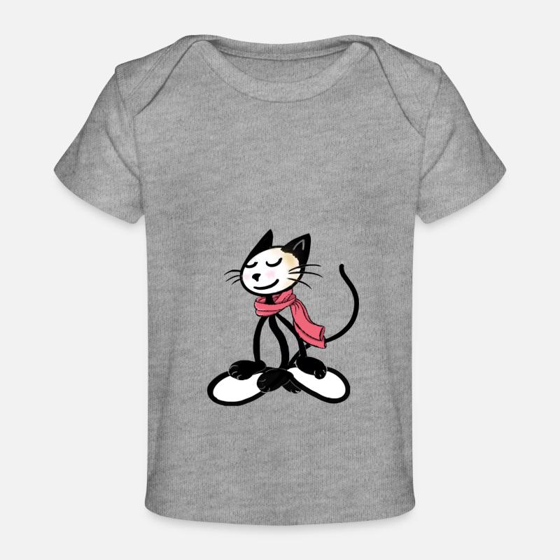 Happy Le Chat MEDITATION - T-shirt Premium bébé bio - gris chiné