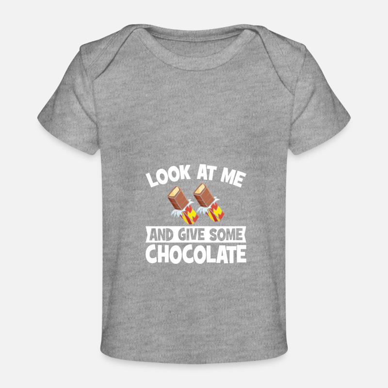 Regardez-moi et donnez du chocolat - T-shirt Premium bébé bio - gris chiné