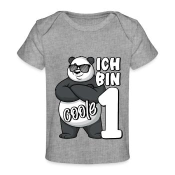 1. Geburtstag Junge 1 Jahr Panda Ich bin coole 1 - Baby Premium Organic T-Shirt - Grau meliert - Vorne