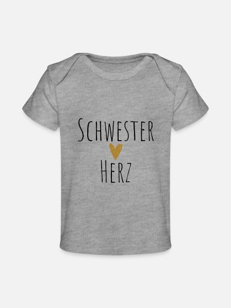 Schwester Herz Geschenk Schwestern - Baby Premium Organic T-Shirt - Grau meliert