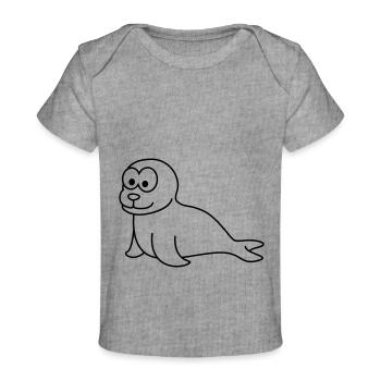 Robbe Tier Comic - Baby Premium Organic T-Shirt - Grau meliert - Vorne
