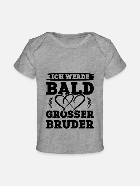 Ich werde grosser Bruder - Baby Premium Organic T-Shirt - Grau meliert