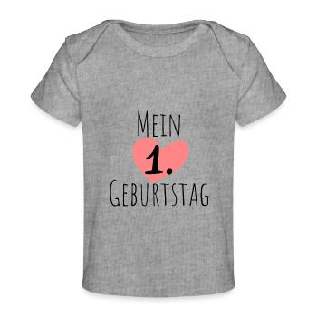 Mein 1. Geburtstag - Baby Premium Organic T-Shirt - Grau meliert - Vorne
