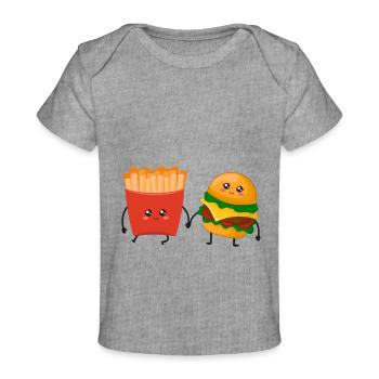 Couple Frites Cadeau Burger Frites Mignon Marrant - T-shirt Premium bébé bio - gris chiné - Devant