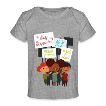 Manif pour le consentement chez les enfants - T-shirt Premium bébé bio - gris chiné - Devant