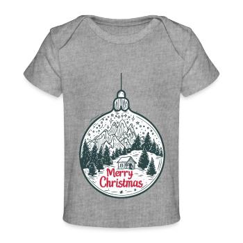 SPREAD Frohe Weihnachtskugel - Baby Premium Organic T-Shirt - Grau meliert - Vorne