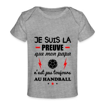 Preuve que mon papa handball, papa handballeur - T-shirt Premium bébé bio - gris chiné - Devant