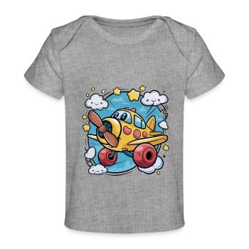 Avion drôle pour les enfants - T-shirt Premium bébé bio - gris chiné - Devant
