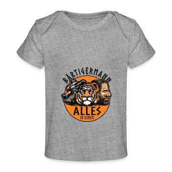 Bärtiger Mann, Bär Tiger Mann, Vater, Papa - Baby Premium Organic T-Shirt - Grau meliert - Vorne