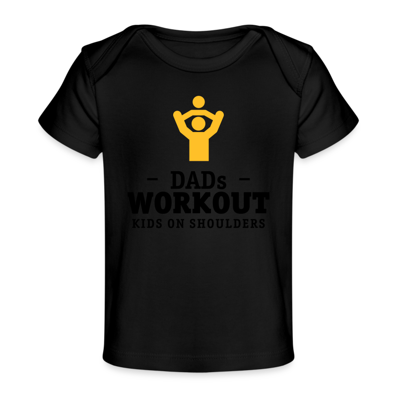 Papas workout mit Kind auf Schultern Geschenk - Baby Bio-T-Shirt