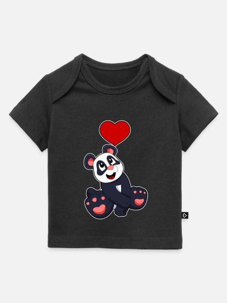 Panda Herz - Baby Premium Organic T-Shirt - Schwarz