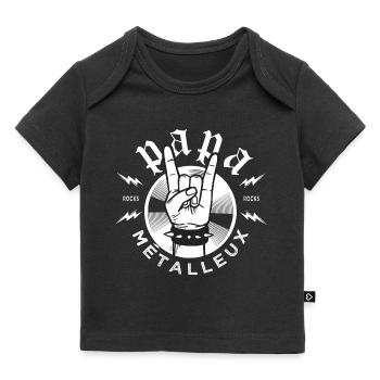 Papa Métalleux Cadeau Fan Heavy Metal Rock - T-shirt Premium bébé bio - noir - Devant