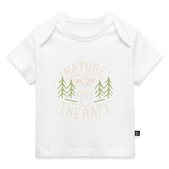 Natur ist meine Therapie lustig Wandern Camping Berg - Baby Premium Organic T-Shirt - Dunkelnavy - Vorne
