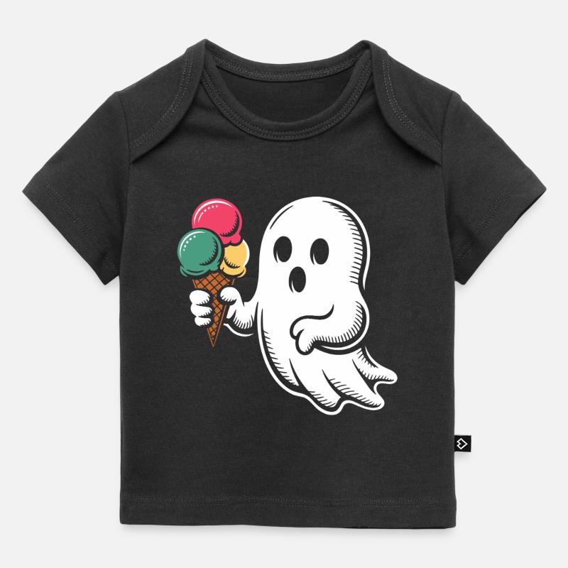 Geist mit bunter Eiswaffel - Baby Premium Organic T-Shirt - Schwarz