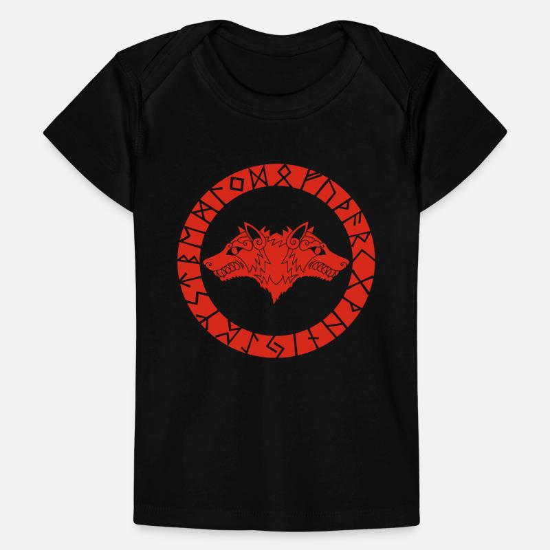 Red Viking Wolf with Two Heads Baby Premium Organic T-shirt