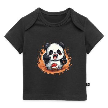 Panda Fire Cupcake Cartoon - Baby Premium Organic T-shirt - black - Front